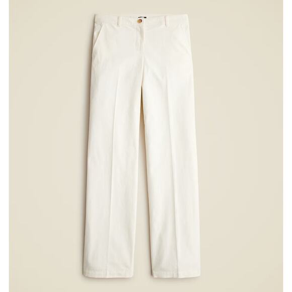 J.Crew Full Length Wide Leg Trouser Cotton Linen Blend Ivory Relaxed US 6 NWT - Picture 4 of 15
